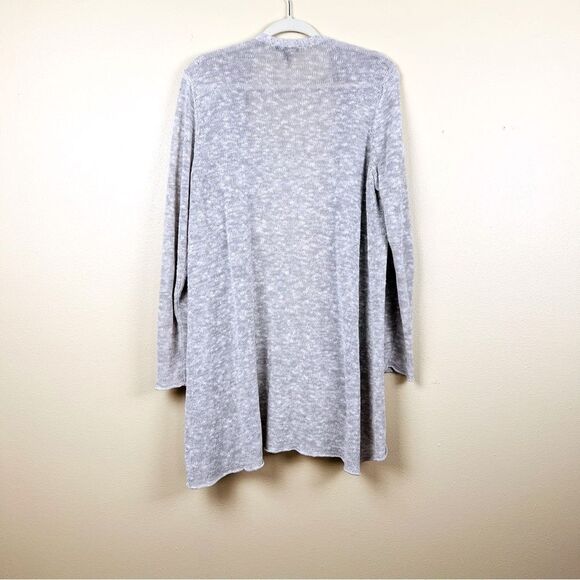 Eileen Fisher Cardigan Sweater White Gray Size L - Picture 2 of 4